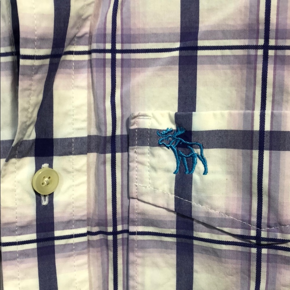 A&F SS oxford plaid purple blue white